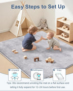 Large Thick Baby Play Mat for Floor,Padded 50x65 Playpen Mat,Foam Tummy Time Mats,Soft Support&Plush Feel Nursery Rug,Non Slip for Toddler,Infants,Kids Play,Yoga,Baby Crawling Mats (Light Grey)