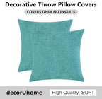 decorUhome Chenille Turquoise Spring Throw Pillow Covers 20x20 Inch Set of 2, Decorative Soft Couch Pillow Covers Solid Dyed Accent Farmhouse Neutral Square Pillow Cases for Sofa