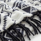 CASAAGUSTO Boho Throw Blanket - Black and White Decorative Blankets with Tassel, Printed Flannel Bohemian Blanket for Chair, Bed, Sofa, Couch(60 * 80, Black and White)
