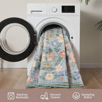 AMOAMI Vintage Floral 5x7 Area Rugs for Living Room Rug, Machine Washable Rug Non Slip Large Area Rug for Bedroom Indoor Low Pile Carpet Ultra Soft Boho Rugs for Dining Room Playroom Office, Green