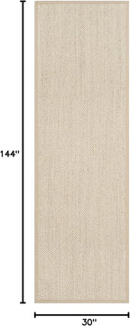 SAFAVIEH Natural Fiber Collection Runner Rug - 2'6" x 12', Marble & Linen Color, Sisal, Woven Design with Border (NF143B)