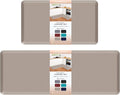 HappyTrends 2 PCS Kitchen Mat Cushioned Anti-Fatigue Floor Mat, Heavy Duty Ergonomic Comfort Foam Standing Mat, Waterproof Non-Slip Kitchen Rugs for Home, Office(17.3"x28"+17.3"x47",Khaki)