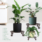 Yimobra 4 Pack Plant Stand for Flower Pot Heavy Duty Potted Holder Indoor Outdoor Metal Rustproof Iron Garden Container Round Supports Rack for Planter (4PC Brown 11.8 x 3.1IN)