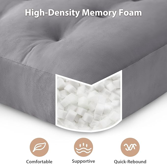 Meditation Floor Pillow Set of 1, Square Large Pillows Seating for Adults, Meditation Cushion Pillow,Tufted Corduroy Cushion for Tatami Living Room or Yoga, Light Gray, 22x22 Inch