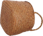 Cabilock Seagrass Bin Flower Girl Basket Storage Basket Lid Straw Bag for Living Room Decor