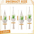 4 Pack Macrame Plant Hanger Hanging Planter with Patterns for up to 8 Inch Pot Indoor Outdoor Hanging Planter Basket Boho Plant Hanger Holder Decorative Flower Pot Holder for Garden Home