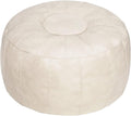 Thgonwid Unstuffed Moroccan Storage Pouf Foot Stool Ottoman Seat Handmade Faux Leather Bean Bag Floor Chair Foot Rest for Living Room, Bedroom or Balcony (Ivory White)