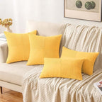 MIULEE Yellow Decorative Throw Pillow Covers 20x20 Inch for Couch Bed Sofa Pack of 2 Boho Farmhouse Throw Pillows Soft Cross Corduroy Patchwork Textured Cushion Cases