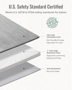 Blissful Diary Ultra Soft Baby Play Mat, 50x50 Floor Mat with Removable & Washable Slip-On Cover for Babies and Toddlers Infants, Light Grey