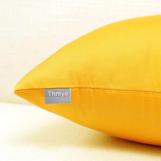 4-Pack 100% Cotton Lumbar Comfortable Solid Decorative Throw Pillow Case,Thmyo Rectangle Cushion Cover Pillowcase Sublimation Blank Pillow Covers DIY Throw Pillowcase(12x20inch/30x50cm, Yellow)