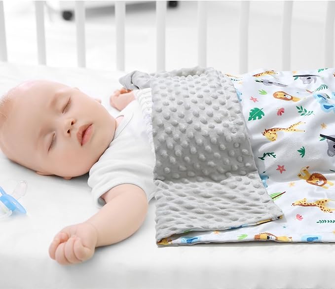 Tiamon 4 Pack Baby Blanket for Boys Girls 30 x 40 Inch Soft Double Layer Blankets with Dotted Backing Lovely Design Quilt for Unisex Toddler Newborn Forest Multicolor Printed (Animals)