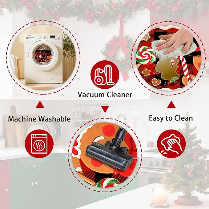 Christmas Rugs for Kitchen Floor, Gingerbread Man Mats for Kitchen Floor Non Slip, 2PCS Rubber Kitchen Mat, Washable Cushioned Runner Carpet Rug for Sink Laundry 15.7"×27.5" +15.7"×47" Red 3.5mm