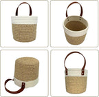 Cotton Rope Hanging Baskets for Organizing 2 Pcs Round Small Wall Basket with Handles Woven Organizer Storage Basket for Kitchen Bedroom Living Room Office (6”x6”, Light Brown)