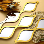 Yulejo 6 Pcs Acrylic Teardrop Mirror Decor - Narrow Wall Decor Boho Vintage Wall Art for Apartment Home Living Room Bathroom Bedroom Hallway (Gold Edge)