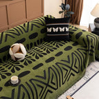 ROOMLIFE Green Couch Cover 3 Cushion Sofa, Washable Non Slip Furniture Sofa Protector Cover, Soft Chenille Sofa Slipcovers Sectional L Shape Dogs Couch Cover Throw Blanket with Tassels 71''X150''