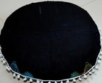 Round Mandala Floor Pillow Cover Seating Cushion Throw Cover Hippie Decorative Bohemian Ottoman Pouf Cover, Pom Pom Pillow Cases,Boho Indian 22 Inches (Multi Color Yin yang)