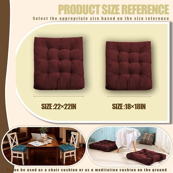 Large Floor Pillow Cushion for Adults Meditation Cushion Large Floor Sitting Soft Seat Pillow for Tatami Living Room Yoga Chatting 22x22 Inch Brown