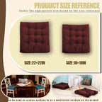 Floor Pillows Set Square Chair Cushion Pad Tufted Seat Cushions for Living Room Balconies Office Wine Red 18x18in