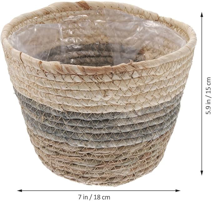 2PCS Plant Baskets Indoor with Liner Rattan Pots Planter Baskets Seagrass Indoor Planter Wicker Planters for and Outdoor Plants