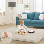 Baby Play Mat for Floor Nursery Rug Muscle Mat Area Rug Playroom Rug 59"x79" Playpen Mat Memory Foam 1.3" Thick Crawling Mat for Babies,Toddlers, Infants, Kids,A Beige