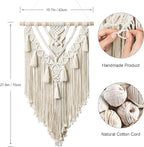 Dremisland Macrame Woven Wall Hanging Boho Geometric Woven Tapestry Beige & Grey Cotton Handmade Bohemian Art Decor with Tassel Craft Ornament for Bedroom Living Room Apartment Nursery (Beige-)