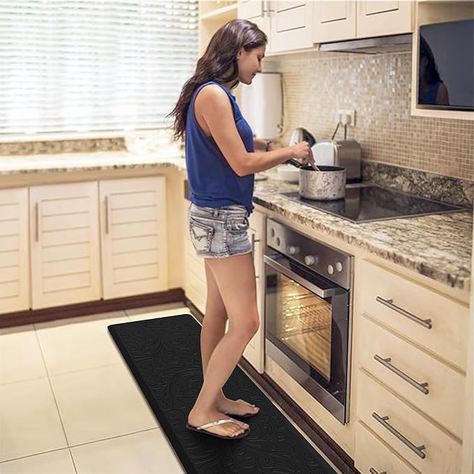 KMAT Kitchen Mat Cushioned Anti-Fatigue Floor Mat Waterproof Non-Slip Standing Mat Ergonomic Comfort Floor Mat Rug for Home,Office,Sink,Laundry,Desk 39"(L) x 20"(W),Black
