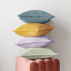 MIULEE Decorative Throw Pillow Covers for Couch Bed Livingroom 20x20 Inch Set of 2 Purple Boho Accent Throw Pllows Broadside Striped Patchwork Soft Corduroy Pillowcases