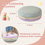 Macaron Bean Bag Chair for Kids and Teens, Comfy Sherpa Pouf Ottoman for Kids and Adult, 27.5"×27.5"×13.5", Purple and Green