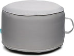 QILLOWAY Indoor/Outdoor Inflatable Stool,Round Ottoman,All Weather Foot Rest for Camping or Home,Light Grey