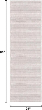 Beverly Rug Easy Jute Off White Runner Rug 2x7 Solid Washable Durable Outdoor Indoor Area Rugs for Living Dining Patio Office Stain Resistant Non Shedding Casual Indoor Outside Carpet 2 x 7 Off-White