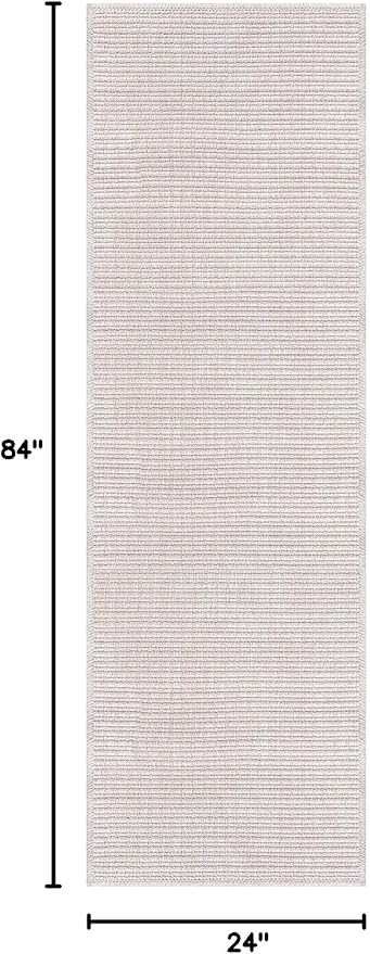 Beverly Rug Easy Jute Off White Runner Rug 2x7 Solid Washable Durable Outdoor Indoor Area Rugs for Living Dining Patio Office Stain Resistant Non Shedding Casual Indoor Outside Carpet 2 x 7 Off-White