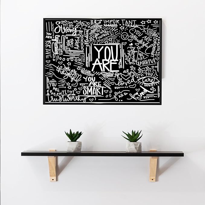 KJHL Quote You Are Wall Tapestry Black and White Inspirational Classroom Kids Tapestries Wall Hanging Motivational Positive Affirmations Saying Aesthetic Tapestry for Bedroom Dorm(30" x 40")