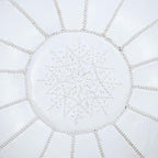 ARTOUARZAZATE Premium Moroccan Leather Pouf Cover - Round & Large Ottoman Footstool Cover with Embroidery - Cover ONLY - Perfect for The Living Room Bedroom, Kids Room, Gift & Wedding (White)