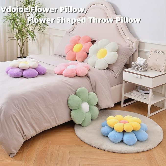 Flower Pillow, Flower Shaped Throw Pillow Cushion Seating six Petal15.75 Pink Flower PlushThrow Pillow Floor Pillows Home Decorative Seating Cushions