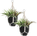 Handmade Macrame Plant Hangers, 2 Pack Cotton Boho Hanging Planters Baskets Plant Holder 19.6 Inch White Rope Flower Pot Holders for Indoor Outdoor Decor