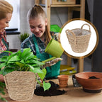 Zerodeko Seagrass Planter Basket Straw Plant Baskets Woven Basket Flower Plant Pot Wicker Plant Containers with Plastic Liner for Indoor Plants Laundry Room 20cm