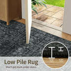 2'6''x8' Runner Rug, Washable Kitchen Rugs, Black Boho Vintage Floral Hallway Runner, Non Slip Low Pile Area Rug Carpet for Hallway, Kitchen, Laundry Room and Bathroom(Black 2.6x8ft)