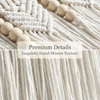 Betylifoy Macrame Wall Hanging Large Boho Wall Decor Beige Macrame Tapestry with Wooden Beads Cotton Rope Bohemian Handmade Woven Wall Art Decor for Bedroom Living Room Apartment Dorm Backdrop