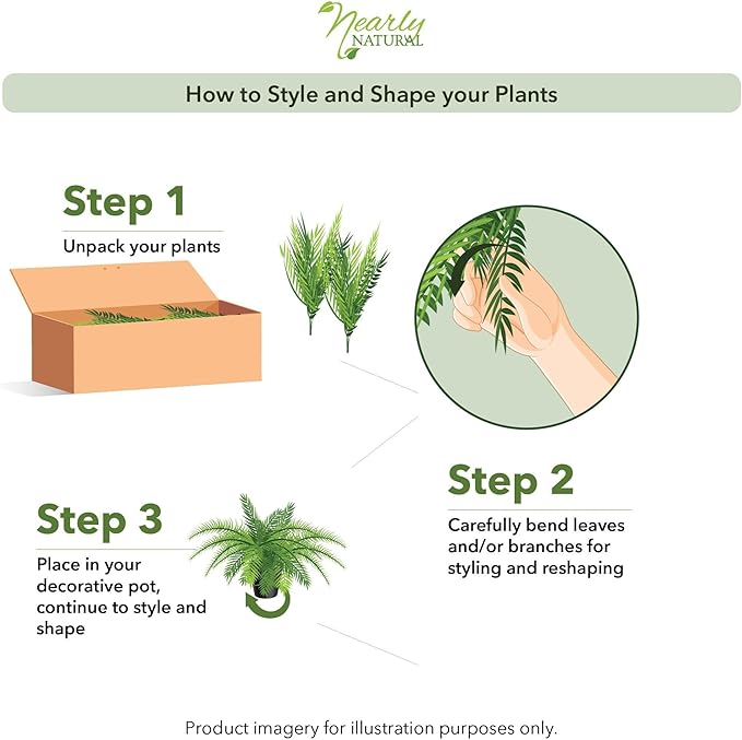 Nearly Natural 48in Artificial Boston Fern, Set of 2 - Large Hanging Fake Plant Wall Decor with 67 Fronds, Faux Fern Vines that Look Real for Home and Office Decor