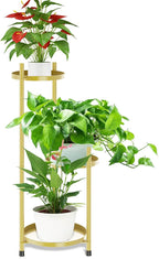 3 Tier Plant Stand Indoor Tall, Black Corner Tiered Round Plant Stand for Indoor Multiple Plants, Metal Flower Pot Stands Outdoor Holders Plant Shelf Display Rack for Balcony Living Room (3 Tier-Golden)