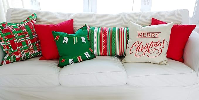 Thmyo 4-Pack 100% Cotton Comfortable Solid Decorative Throw Pillow Cases Square Cushion Cover Pillowcases Sublimation Blank Valentines Day DIY Throw Pillow Covers for Sofa Bed(20x20inch/50x50cm,Red)