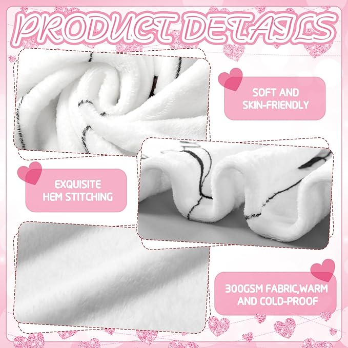Valentine's Day Throw Blanket Ultra Soft Fleece Blanket for Bed and Couch Cozy Holiday Theme Throw Warm Winter Valentines Decoration, 50 x 60 Inches