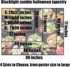 Horror Tapestry Blacklight Tapestry for Bedroom Zombie Crowd Around Tapestries UV Reactive Poster Glow in the Dark Walker Undead Ghoul Tapestries Wall Hanging Halloween Decor Scary Room Decor 59"x51"