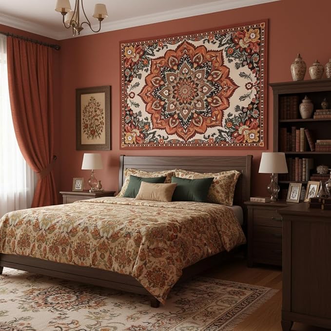 Accnicc Vintage Floral Mandala Tapestry Wall Hanging Boho Flower Tapestry Aesthetic Retro Bohemian Hippie Indian Cute Large Tapestries for Bedroom Living Room Dorm Decor 80 x 60 Inch