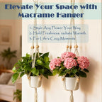 2-Pack Macrame Plant Hangers with Tassel, 35 Inch Boho Hanging Planters with 4 Hooks for Indoor, Handwoven Cotton Rope Holder for Home Decor (No Pot Included)