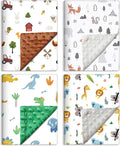 Tiamon 4 Pack Baby Blanket for Boys Girls 30 x 40 Inch Soft Double Layer Blankets with Dotted Backing Lovely Design Quilt for Unisex Toddler Newborn Forest Multicolor Printed (Animals)