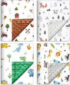 Tiamon 4 Pack Baby Blanket for Boys Girls 30 x 40 Inch Soft Double Layer Blankets with Dotted Backing Lovely Design Quilt for Unisex Toddler Newborn Forest Multicolor Printed (Animals)