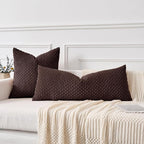 Kevin Textile 20x54 Inch Long Body Lumbar 1 Pack Boho Decorative Throw Pillow Cover Soft Striped Corduroy Rectangle Cushion Case Farmhouse Accent for Living Room Couch Sofa Bed, Coffee
