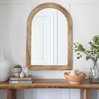 LOSOUR Arched Mirror, Farmhouse Decor Solid Wood Frame Wall Mirror, Bathroom Mirrors, Large Vintage Mirror for Bathroom, Living Room,Bedroom, Entryway, Hallway,Foyer (Brown, 36" L x 24" W)