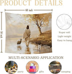 bitCNY Jesus and Sheep Tapestry 60x50 Inches – Autumn Christian Wall Art, Religious Home Decor, Pastoral Faith Tapestry for Living Room Bedroom